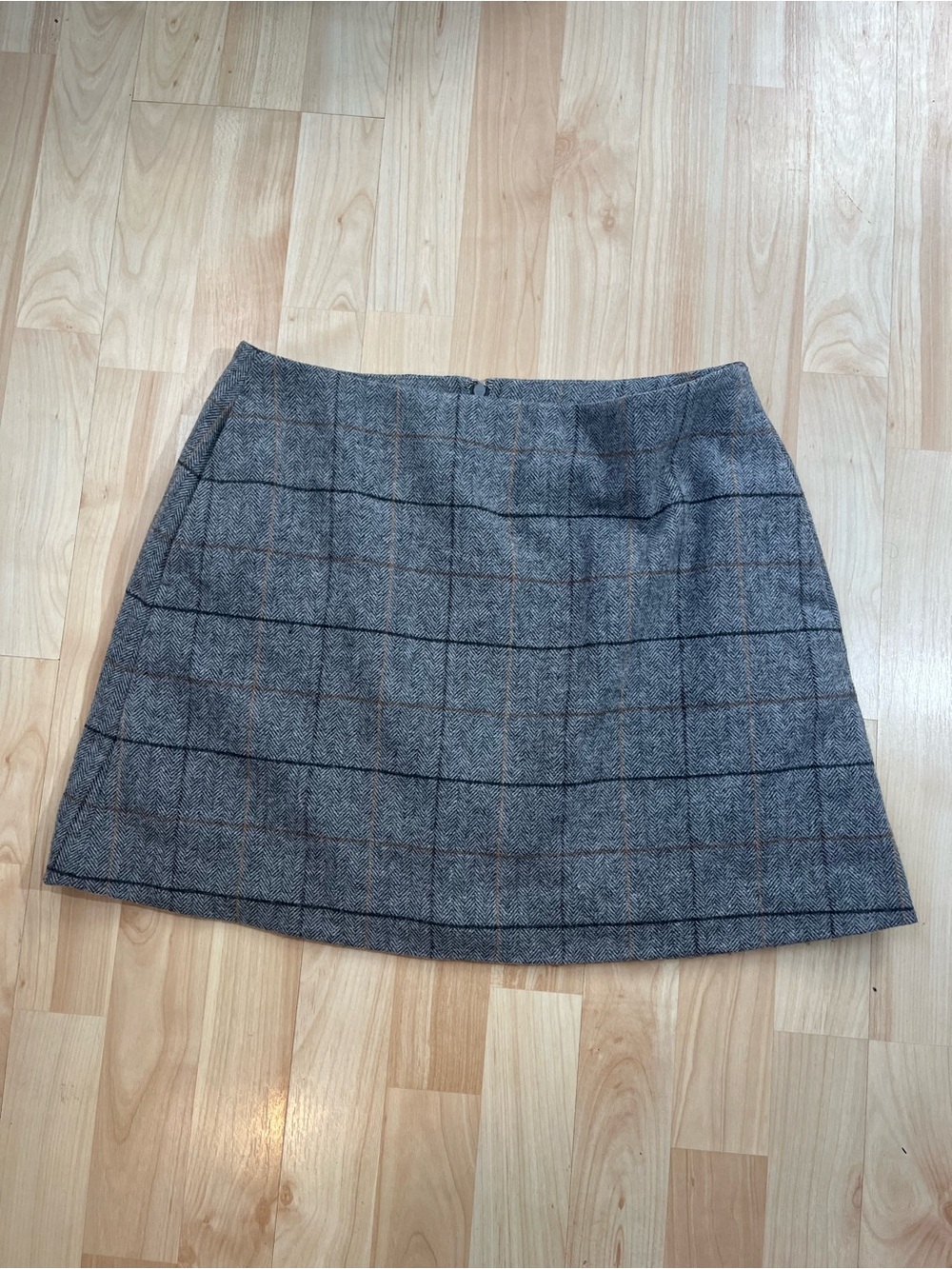UNIQLO Gray Wool Blend Plaid A-Line Mini Skirt Women's Size 6